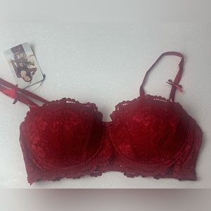 Sexy Red Lace Bra With Red Bows- 34D NWT